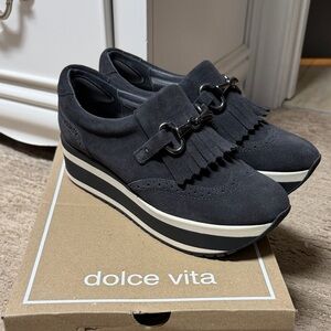Dolce Vita Black Suede Platform Loafers